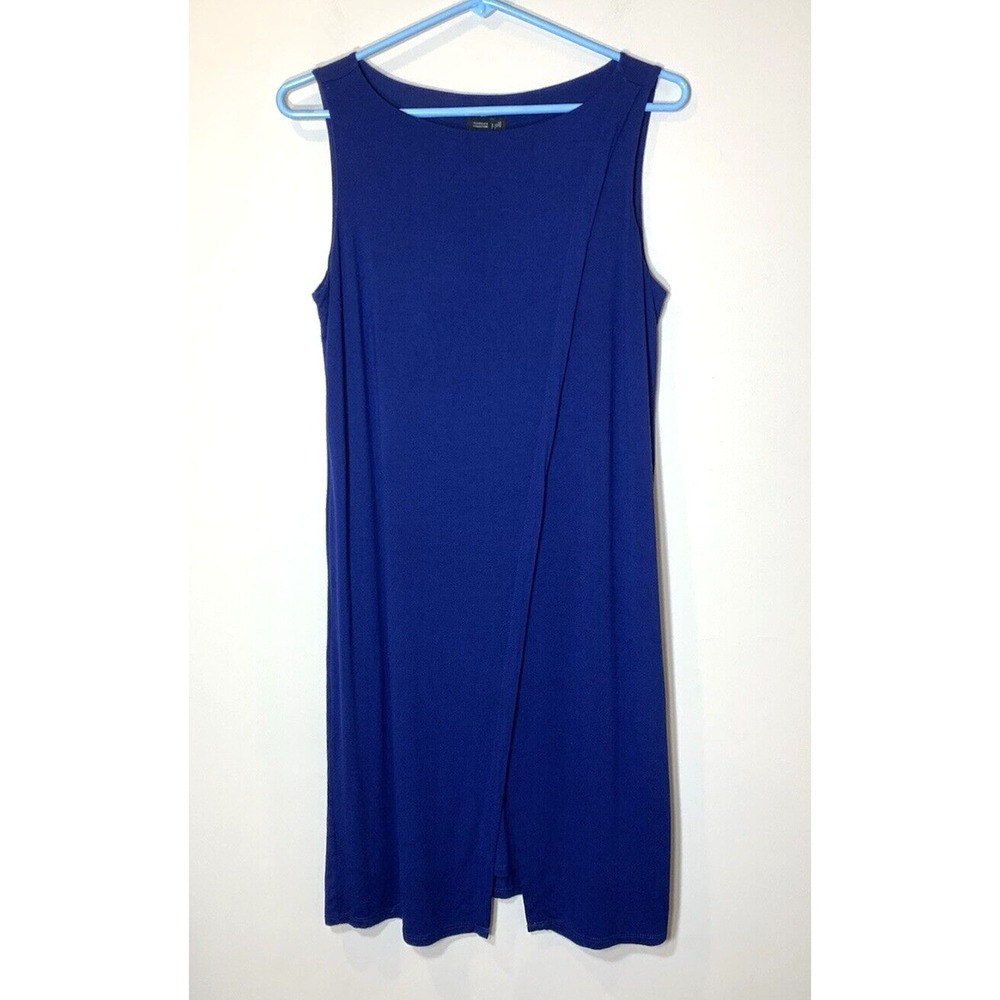 J Jill Dress Womens Petite Small Wearever Royal Blue Midi Sleeveless ShiftCareer